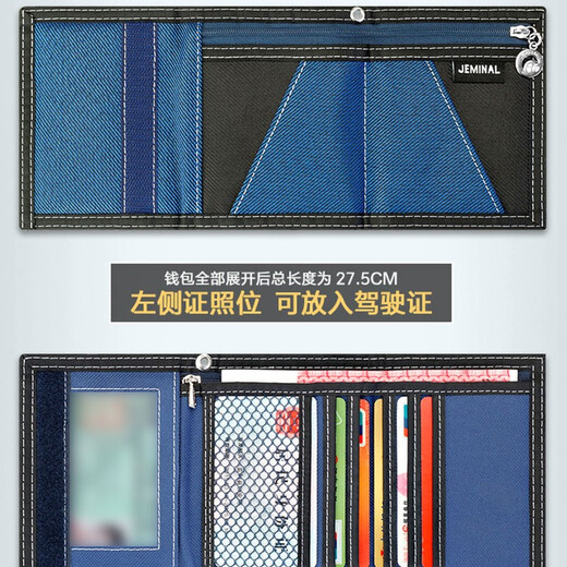 Kingtrip Canvas Wallet Men's Short Japanese Student Men's Wallet Zipper Folding Wallet Large Capacity Three-fold Trendy Student Black