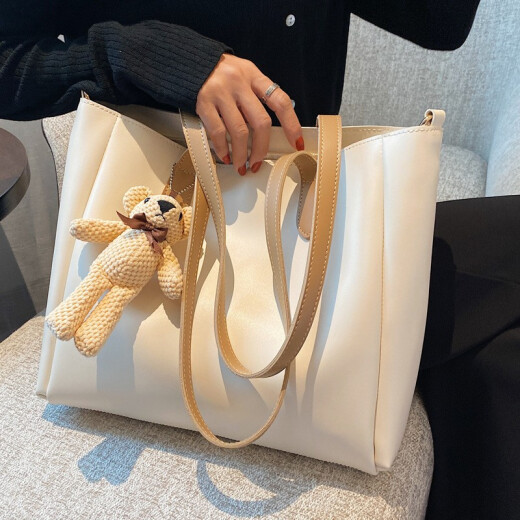 纪诗哲包包女包单肩包女士斜挎水桶包托特包送女友老婆生日情人节礼物 米色 礼盒装