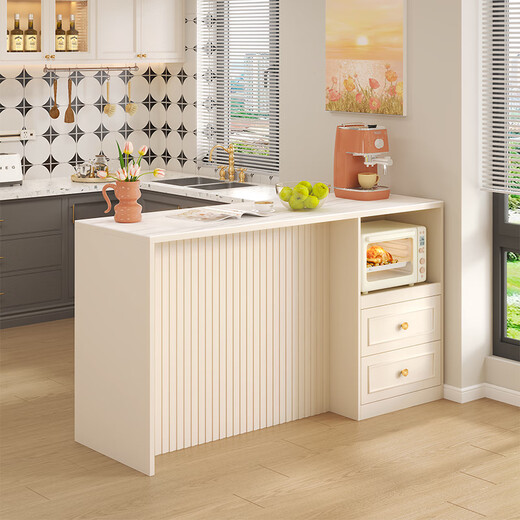 Qiangxiang Cream Style Slate Sideboard Dining Table Integrated Bar Kitchen Storage Island Table Partition Cabinet Small Apartment G259 Style 1 (Stone Table Top) 2000*600*2300