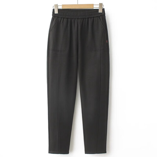 ROMON Mommy Pants Autumn and Winter Middle-aged and Elderly Women's Pants Plus Velvet Grandma Style High Waist Winter Trousers Loose Casual Pants Black Winter Style Velvet 4XL Recommended 135-145 Jin Jin is equal to 0.5 kg