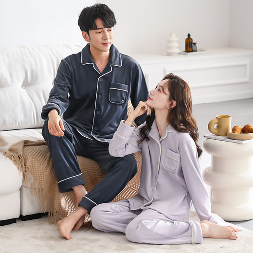 迪莱芬情侣睡衣女秋冬季海岛绒珊瑚绒加厚冬天保暖家居服男士大码套装 MZ-2679【单套价】 女2XL码 建议体重140-160斤