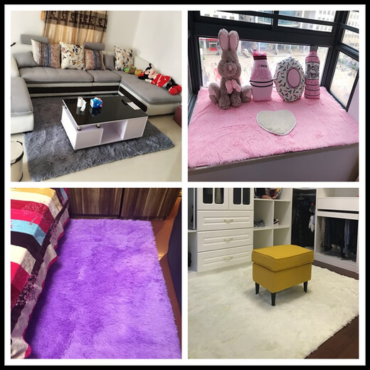 Hua Feihua Nordic ins style girly white plush bedroom bedside living room coffee table carpet customized full-cover carpet off-white upgraded thickened 200x300 cm