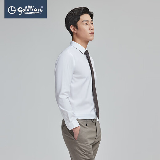 
Jinlilai [pure cotton/nano-free ironing] Spring and summer new long-sleeved shirt for men's business formal decoration solid color shirt 00I4-white S (165)