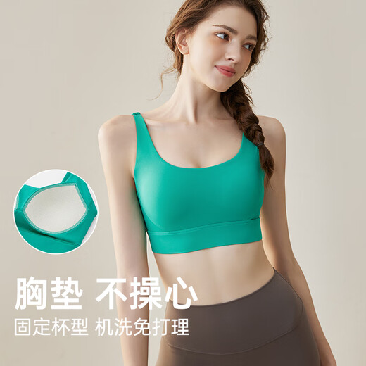 Yuebu Sports Bra Women's High-Intensity Shockproof Running Pilates Fitness Bra All-in-one Outerwear Beautiful Back Yoga Vest Maldives Green Giant White M Recommended Weight 100-115Jin Jin is equal to 0.5 kg