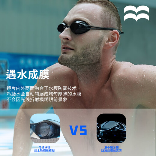 Langxiao mirror, small frame, waterproof and anti-fog swimming glasses, high-definition professional equipment, free swimming cap for children, men and women, three-piece set, fashionable black, swimming cap + nose clip earplugs + waterproof bag