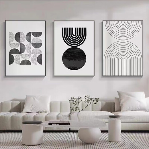 Тест на живопись Скандинавская геометрическая подвесная картина современный минималистский декор для гостиной картина светлый роскошный диван фон настенная роспись абстрактный триптих T3887 50 * 70 тканевая пленка триптих с черной каймой