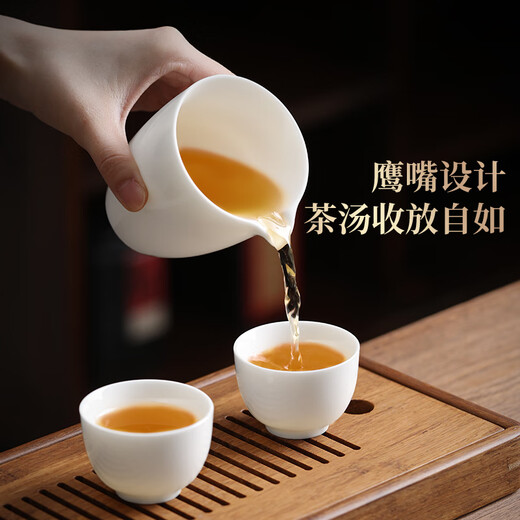 Not clumsy white porcelain three-cai tea bowl toast tea bowl ceramic tea set with tea drain mutton fat jade cloud first fragrant snow three-piece set