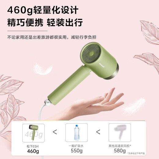 Panasonic household hair dryer high power high speed high wind constant temperature quick drying portable dormitory home negative ion hair dryer gift for girlfriend EH-WNE5H yellow