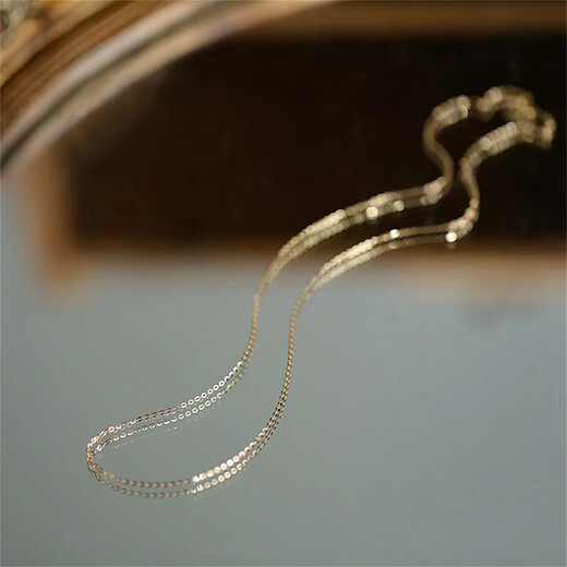 Yage 14K gold classic bi-in super flash clavicle chain K gold necklace extremely fine adjustable simple classic plain gold o chain sterling silver gold o chain