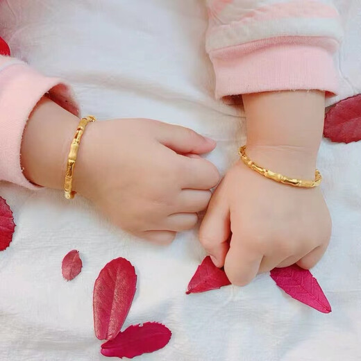 Manshuai Baby Bracelet Gold Bamboo Joint Bracelet 3d Bracelet en or dur Gol 999 Baby Full Moon Bracelet complet Childre