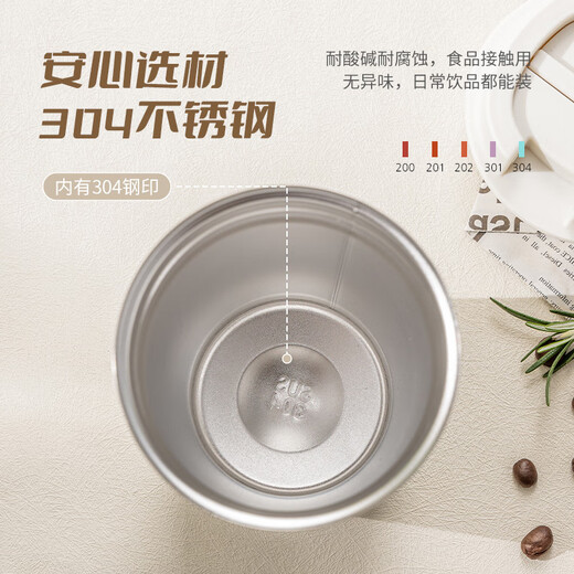 Guangyi coffee cup, high-looking stainless steel thermal insulation tumbler with lid, men's car portable water cup, large white GY7976