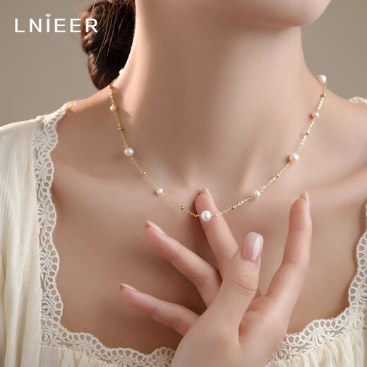 Lnieer Gypsophila 925 Silver Freshwater Pearl Necklace Women's 2025 New High-end Clavicle Chain Hot Style Necklace Gift Freshwater Pearl Necklace 925 Silver
