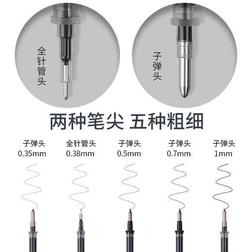 
True Color (TRUECOLOR) 0.35mm blue full needle tube pull-out cover neutral refill signature pen substitute for students using large capacity office carbon water pen refill PL717