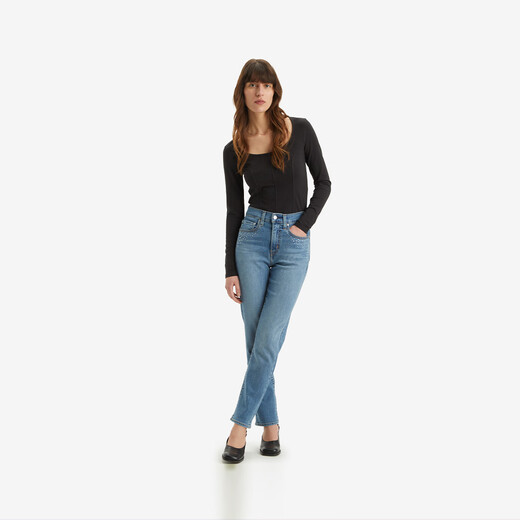 Levi's李维斯女士724高腰修身直筒显瘦美式复古小资ins风牛仔裤 浅蓝色 28 (28)