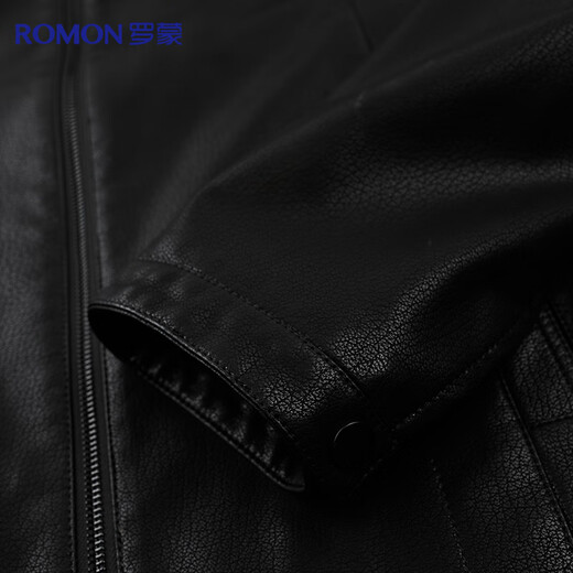 Lomon leather jacket for men in autumn and winter, middle-aged velvet thickened lapel coat, warm leather jacket, middle-aged and elderly men's top