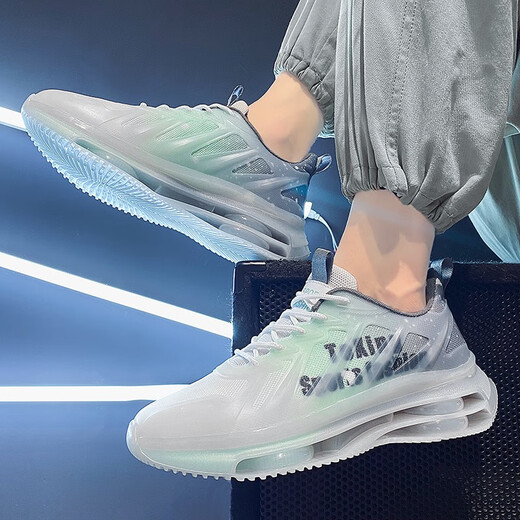 EXUELING men's shoes summer breathable cushion shock-absorbing large size men's shoes sports shoes youth trendy running shoes heightened summer shoes men TK757 gray-green 42 (260mm)