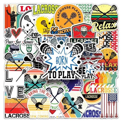 50 kreative Aufkleber für Lacrosse-Tennisspieler DIY Material Thermos Cup Scooter Helm Travel Box Kopfhörer Kleiderschrank Flache Aufkleber handgefertigtem selbstverletzender wasserdichte Dekoration Lacrosse-826 5.5-8,5 cm