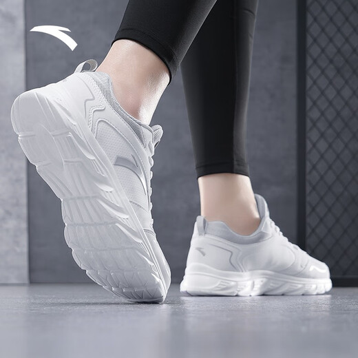 Zapatos anta deportes zapatos para hombres para verano para hombres resistentes al agua transpirable zapatos suaves de running blandos zapatos casuales para hombres para hombres [artefacto de la superficie de cuero resistente al agua] Anta blanca/gris-4 42