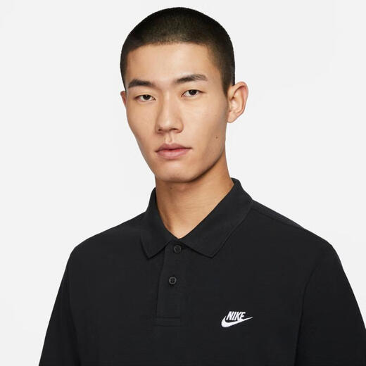 耐克（NIKE）Club 男子商务翻领短袖T恤休闲简约针织上衣百搭透气运动POLO衫 FN3895-010 M