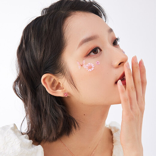 Ginqianhui 999 sterling silver peach blossom earrings for women, 2025 new earrings, Valentine's Day birthday gift for girlfriend, peach blossom earrings/999 pure silver + seven warehouse delivery/next day delivery, peach blossoms can be rotated/Valentine's Day girl gift/exquisite gift box for wife