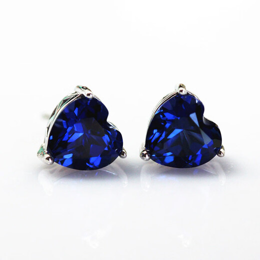 Fat Donglai's same Tanzanite sapphire fashionable heart-shaped stone earrings earrings Korean main stone 7X7mm