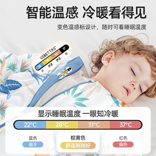 Betis Peptide Soft Sleeping Bag Baby Spring and Autumn Constant Temperature Newborn Baby Split-Leg Anti-Kick Quilt Temperature-Sensing Standard Children's Anti-jumping Bag [Peptide Soft] Spring and Autumn Double Layer - Temperature Sensing (20-26) Sea Whale S Size 60-85cm (recommended 6, -18 months)