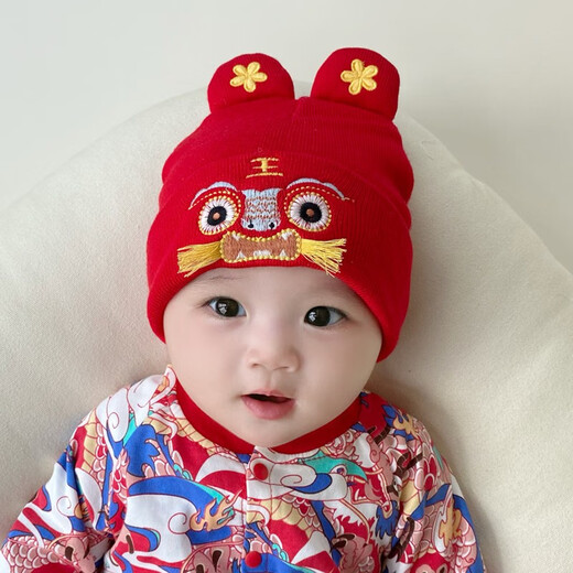 Benasci Baby Hat осень и зима для мальчиков и девочек, красные шерстяные шляпы для нового года, праздничные и модные новогодние поздравления для первого года шляпы Mx838-Red, купить шляпу в одиночку 0-12 месяцев (44-47 см)