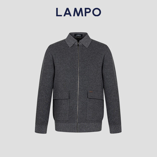 Blue Leopard (LAMPO) Wool Cashmere Autumn Men's Sweater Cardigan Wool Dark Gray Lapel Men's Sweater Suede Jacket Dark Gray L (48)