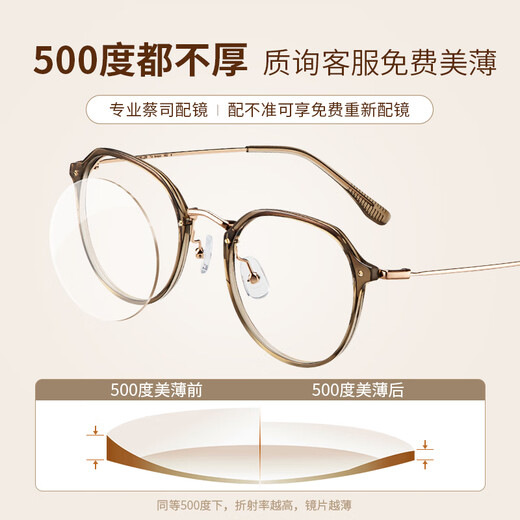 海伦凯勒（HELEN KELLER）可盐可甜近视眼镜时尚百搭减龄显白眼镜清透高级感镜框男女H9214 柯达1.60防蓝光片套餐(50-500度)