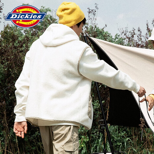 Dickies vest men's and women's fashionable lamb velvet warm sleeveless thick jacket 11260 cream XS