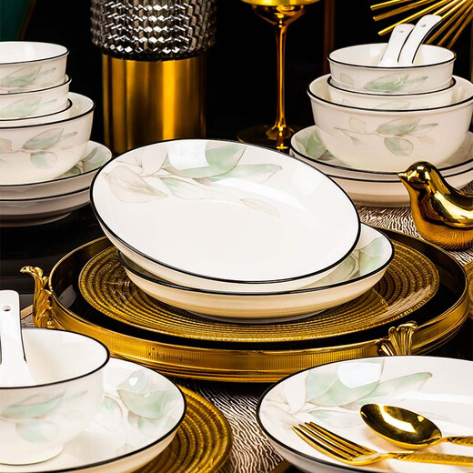 Haoya 78-head dishware set Chinese-style Jingdezhen tableware set gift box ceramic housewarming wedding gift the meaning of spring The meaning of spring 78-head