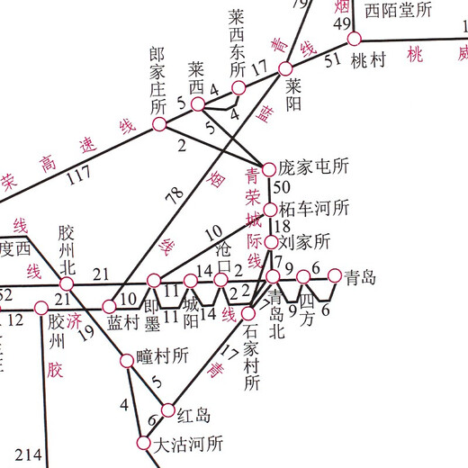 National Railway Map Passenger Freight Mileage Calculation Station Schematic Map 566*800 mm