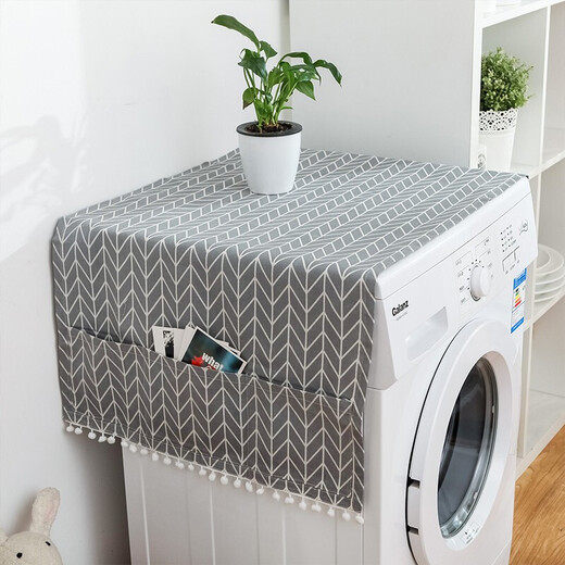 Ivy cotton and linen refrigerator dust cover top cover cloth washing machine dust cloth coffee table table cloth covering cloth 55*130 gray arrow