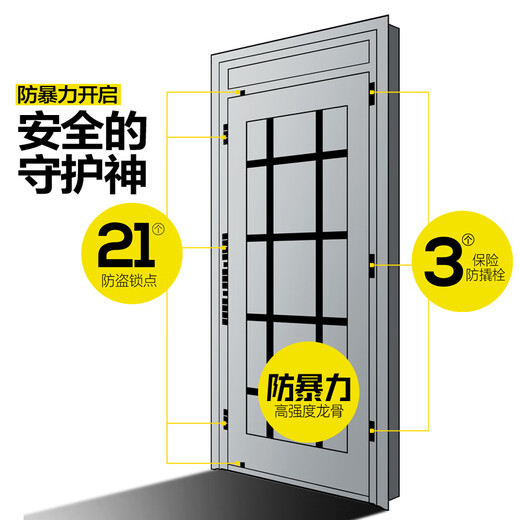 纵航者防盗门入户门精雕铸铝门安全门隔音进户门智能锁门大门子母门 2150*1050【2mm精雕铸铝】 机械锁