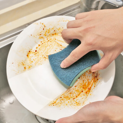 Miaojie AG+ antibacterial dishwashing sponge, scouring pad, kitchen household double-sided pot and dishwashing tool, magic wipe cleaning block, 2 packs of 10 pieces