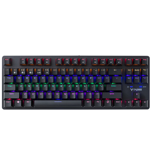 Rapoo V500PRO-87 mechanical keyboard Wired wireless home office e-sports game Full key without impact PBT injection molding keycap V500PRO-87 multi-mode [tea shaft]