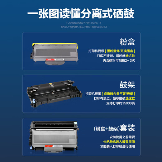 彩格适用兄弟7340硒鼓粉盒套装 TN-360 TN2115套装 2140 7450 2150 7030 7040 7340粉盒套装