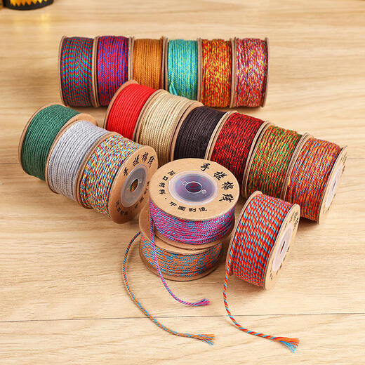 Beautifully made Tibetan-style hand-rolled cotton thread cultural toy bracelets Xingyue Bodhi special five-color wear-resistant non-elastic braided beaded rope Qingju 1 roll 1mm30m