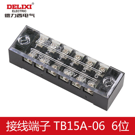 Delixi Electric TB-Anschlüsse reines Kupfer kombinierter Kabelzeile Reine Kupferflamme-Reparatur und korrosionssicherer 12-Positionen-Anschluss-Zeilen-Box 15a 6-Position TB1506