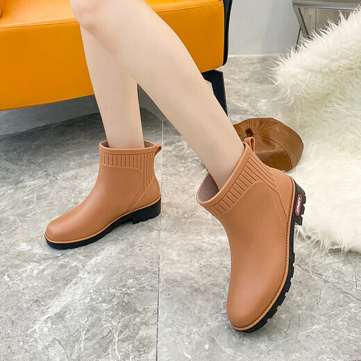 Xiaohuili Home Regenschuhe Korean Wasserschuhe tragen Anti-Rutsch-Regenstiefel Küche Gummi Schuhe Modes wasserdichte Frauen plus Fleece Frauen warme Wasserstiefel Schwarze XD699-Single-Schuhe 40 #