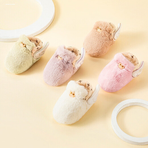 
Xinnian newborn baby shoes in autumn and winter, plus velvet thickened baby prevents soft bottoms and keeps warm cotton shoes without fur shoes Brown angel wings 6-12 months [one pair]