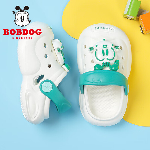 Babu Dou children's shoes, boys' slippers, summer new soft-soled baby beach shoes, children's hole shoes for women, milky white 21.5 (140) suitable for feet 13.0cm long