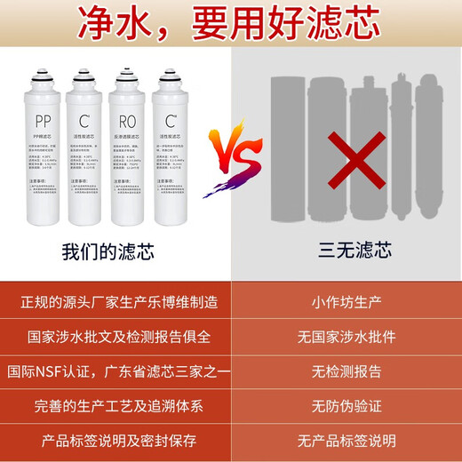乐博维滤芯适配美的净水器F1滤芯RO反渗透MRO202-4/MRO1695A-75/MRU1691D-50G 适配美的MRO202-4滤芯 套装-PP+C1+C2