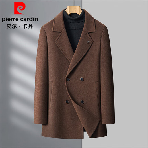 Pierre Cardin woolen coat men's winter warm woolen woolen coat mid-length removable down liner suit collar windbreaker