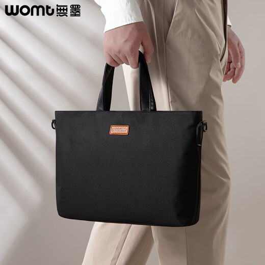 WOMT men's bag briefcase men's handbag laptop bag business casual shoulder crossbody document bag 14 inches
