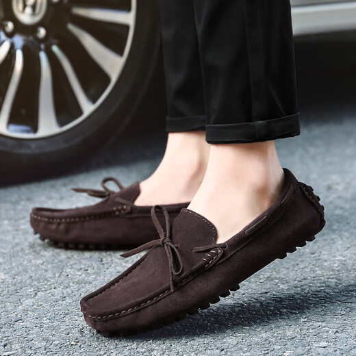 Thunderbolt Caesar Frühling und Herbst neue Männer Beanie Schuhe wahrer Leder koreanischer Stil Super vielseitiger lässige Lederschuhe weiche Sohle atmungsaktiven Fahren 677 Brown 40