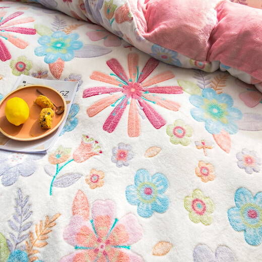 Jiuzhoulu warmes Milchkristall Fleece Vierköpfige Set Doppelseite 1,5/1,8-Meter-Quilt-Abdeckung Flanell Quilt Cover Winter