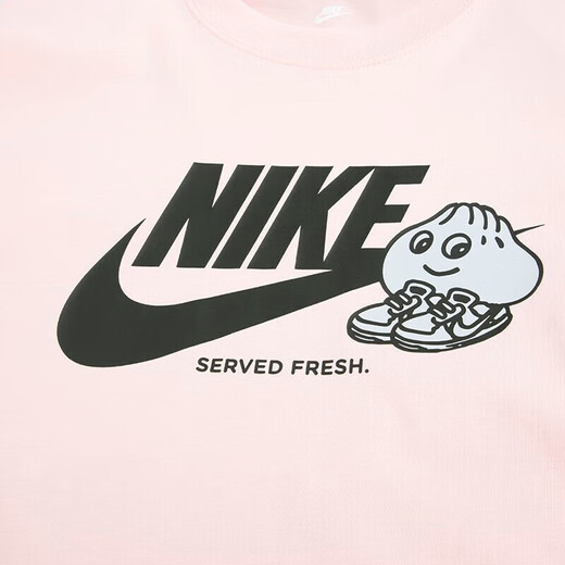 耐克（NIKE） 短袖T恤男士夏季运动服宽松纯棉印花休闲叠搭刺绣轻便半袖上衣 FB9804-686粉色 L