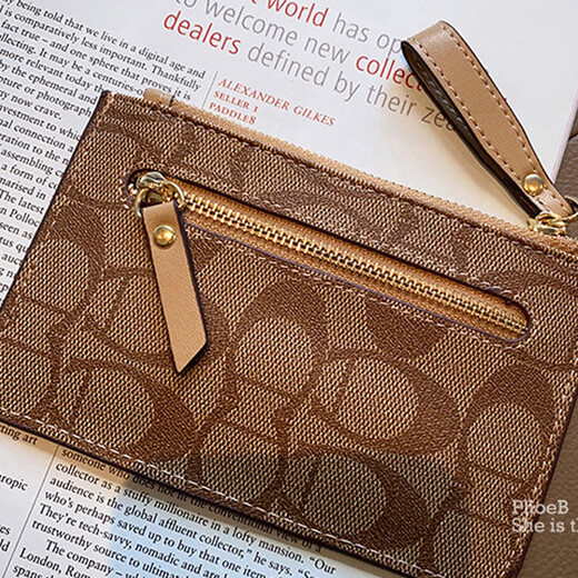 
Glorzd ultra-thin zipper coin wallet small wallet women's short premium bank card card bag coin bag driver's license leather case coffee color