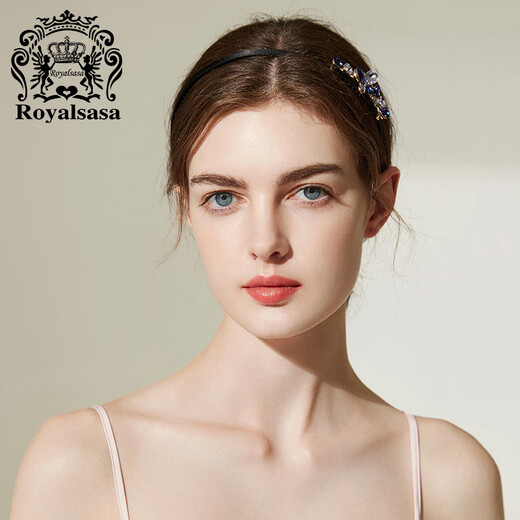 Royal sasa royal salsa headband Korean headwear female elegant rhinestone hair headband adult celebrity hair accessories headband hairpin blue gray BG